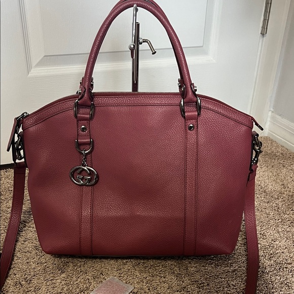 Gucci Burgundy Leather Tote Bag - Picture 1 of 15